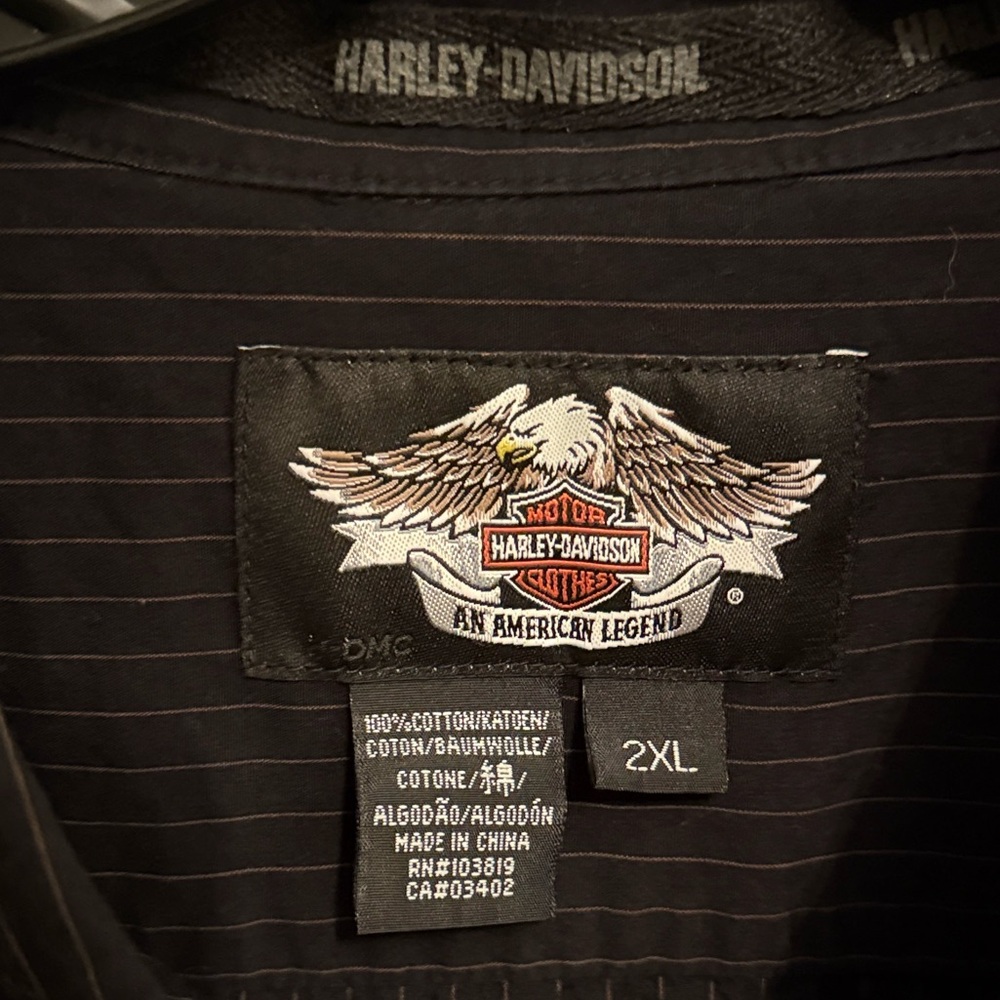 Harley-Davidson Striped Long Sleeve Button Down Shirt 2XL - Picture 6 of 6